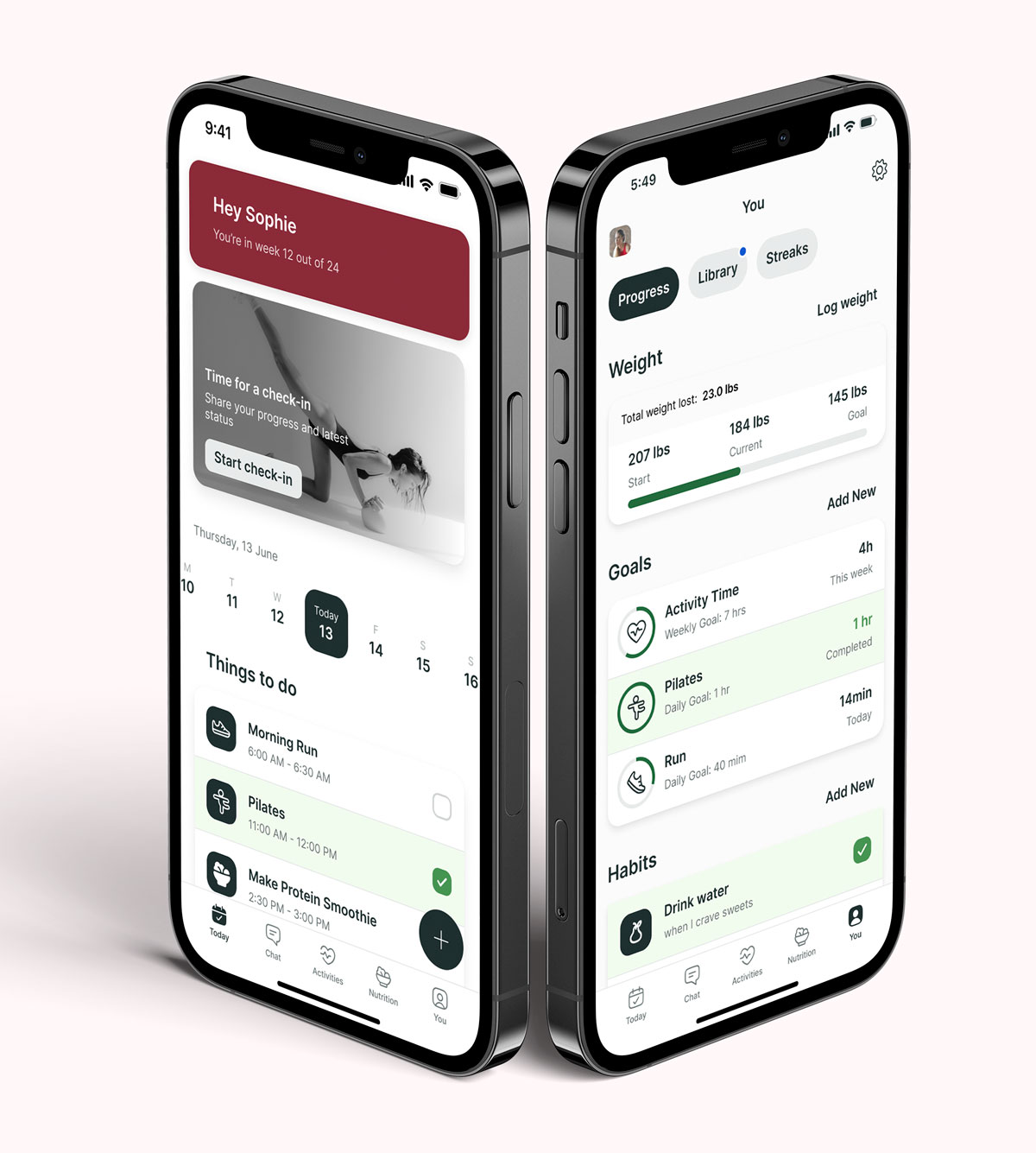 A mockup of the coaching app showcasing the features.