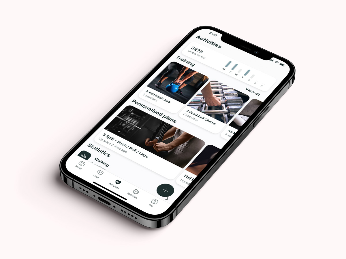 Another mockup of the coaching app showcasing more features.